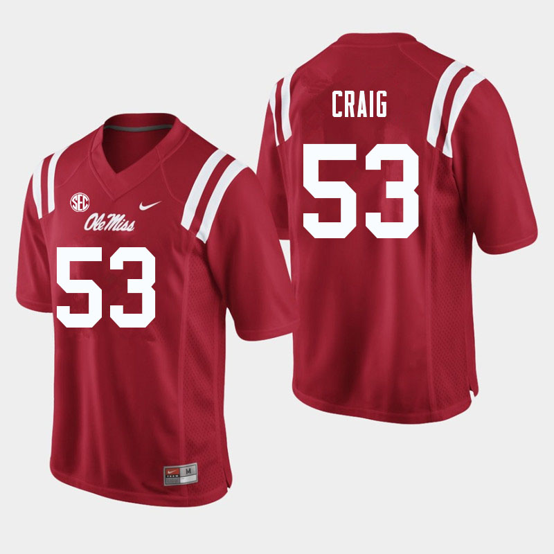 Carter Craig Ole Miss Rebels NCAA Men's Red #53 Stitched Limited College Football Jersey HPV4158PI